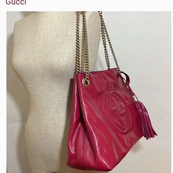 Gucci Soho medium size/Gucci Soho Medium Black Double Leather Chain Shoulder Bag - Picture 10 of 16